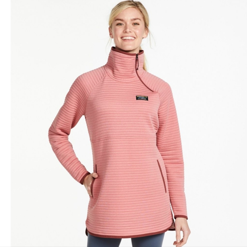 LL Bean Blue Women's Airlight Knit Asymmetrical Quarter-Zip Tunic Size 2x BLUE
